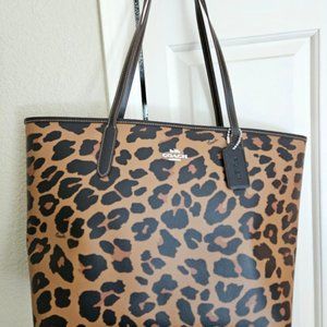 Coach City Tote with Leopard Print